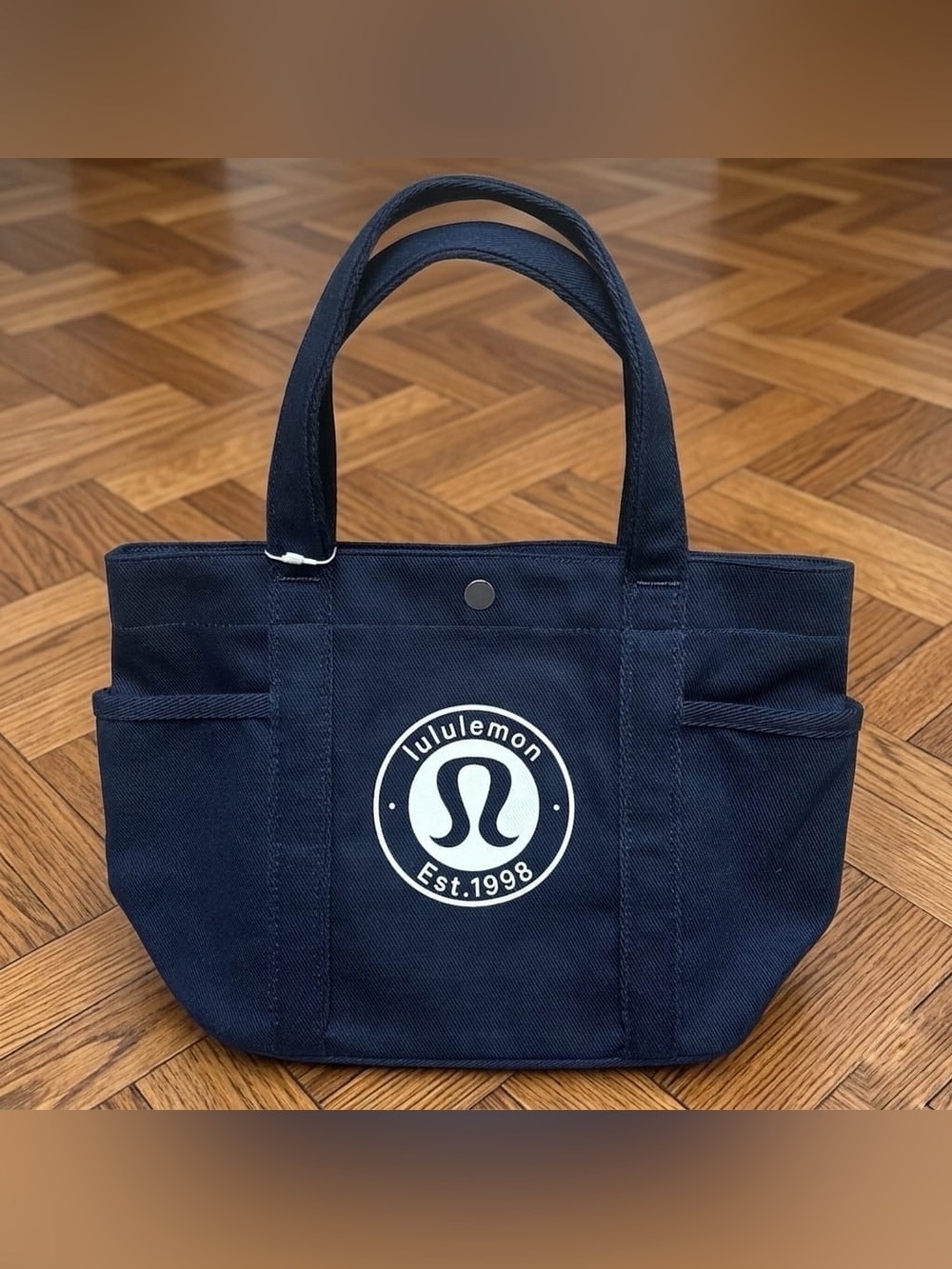 NWT Lululemon Daily Multi Pocket Mini Canvas Tote Bag In True Navy/Bone